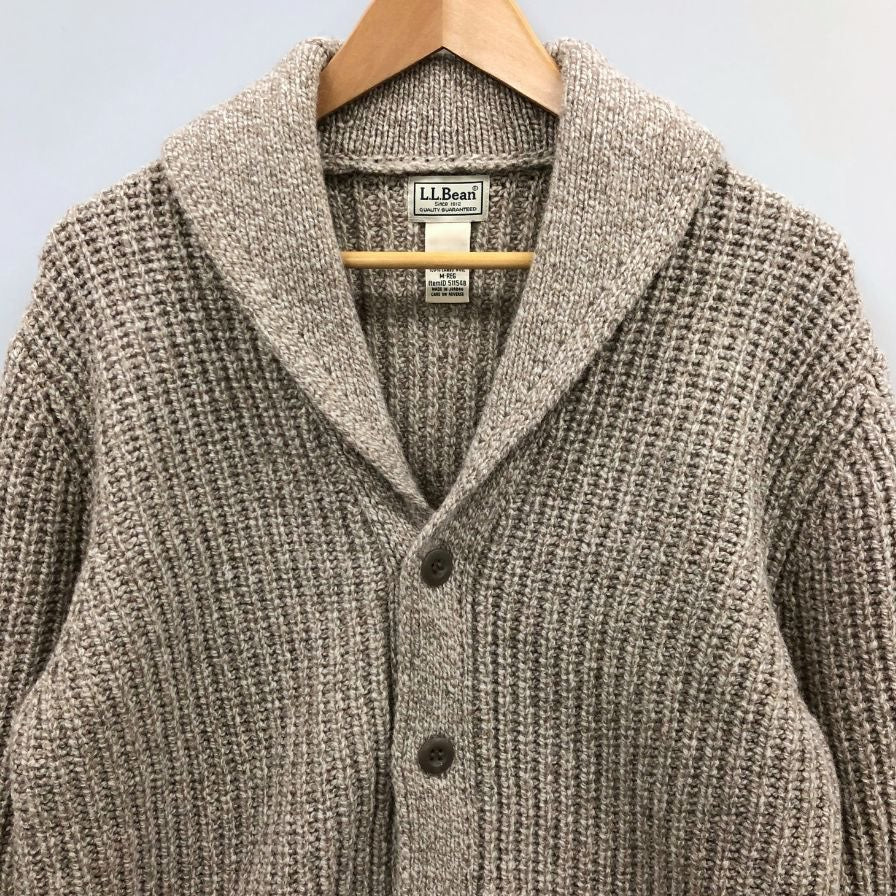 美品◆エルエルビーン カーディガン ニット クラシック ラグ 511548  メンズ ベージュ サイズM L.L.BEAN 【AFA23】