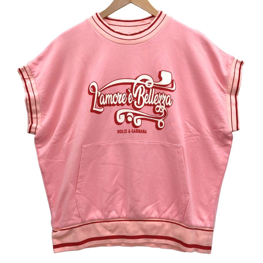 Dolce & Gabbana ノースリーブトップス ピンク 極美品◇ドルチェ&ガッバーナ ノースリーブスウェット プリント