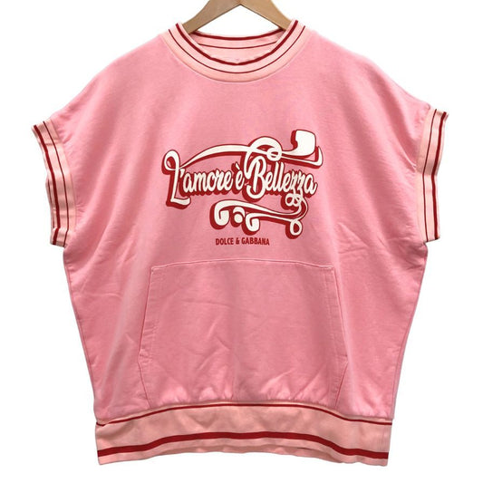 極美品◆ドルチェ&ガッバーナ ノースリーブスウェット プリント ピンク レディース サイズ42 DOLCE & GABBANA 【AFB39】