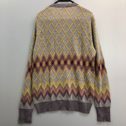 美品◆ミッソーニ カーディガン 総柄 グレー メンズ サイズ52 MISSONI 【AFB12】