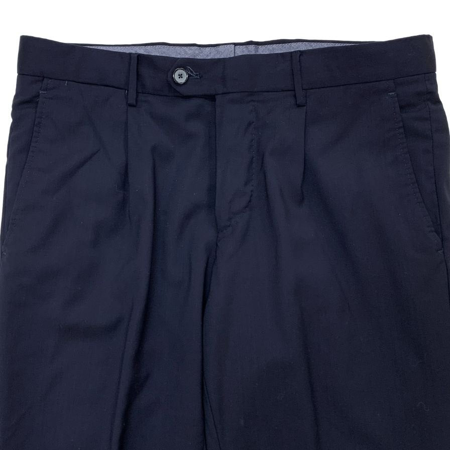 タリアトーレ スラックス パンツ ワンタック 裾ダブル仕上げ ウール 100% メンズ サイズ44 ネイビー TAGLIATORE 【AFB18】
