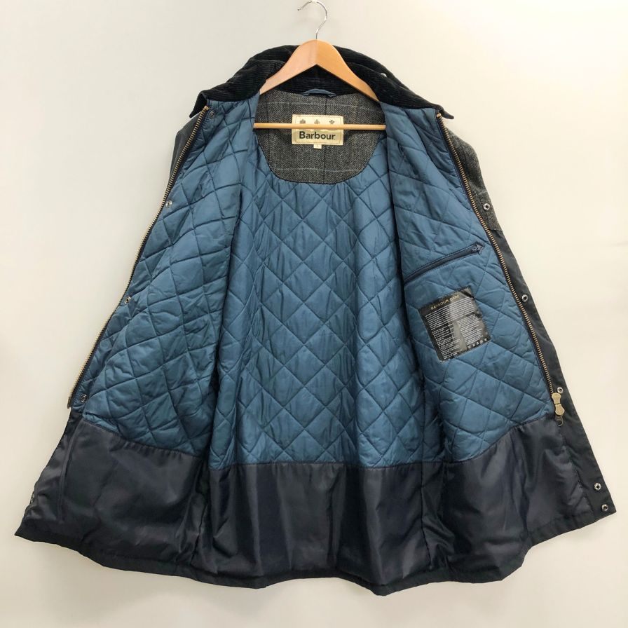 極美品◆バブアー オイルドジャケット 3ワラント メンズ ネイビー Lサイズ Barbour 【AFA9】