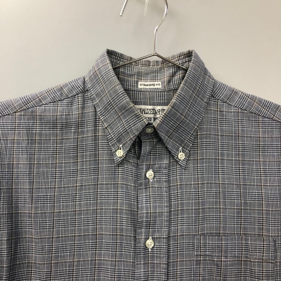 美品◆インディビジュアライズドシャツ 長袖シャツ ボタンダウン チェック グレー メンズ サイズ15-32 INDIVIDUALIZED SHIRTS 【AFB51】