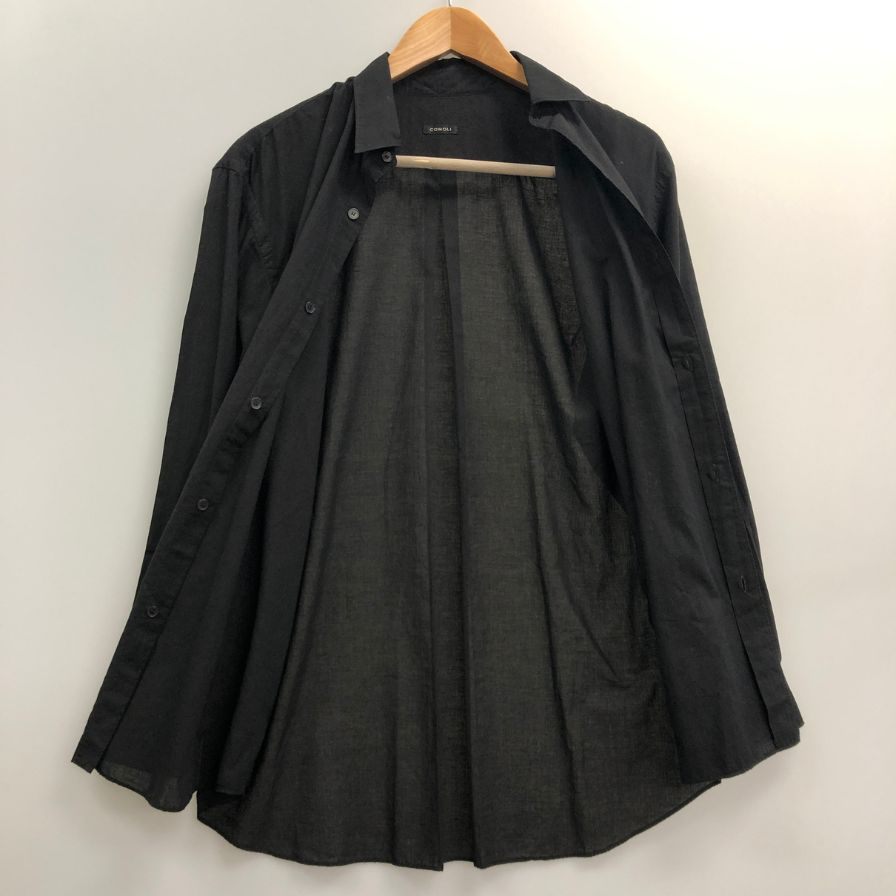 極美品◆コモリ 26SS コモリシャツ KHADI コットン ブラック メンズ サイズ2 D01-02010 COMOLI 【AFB13】