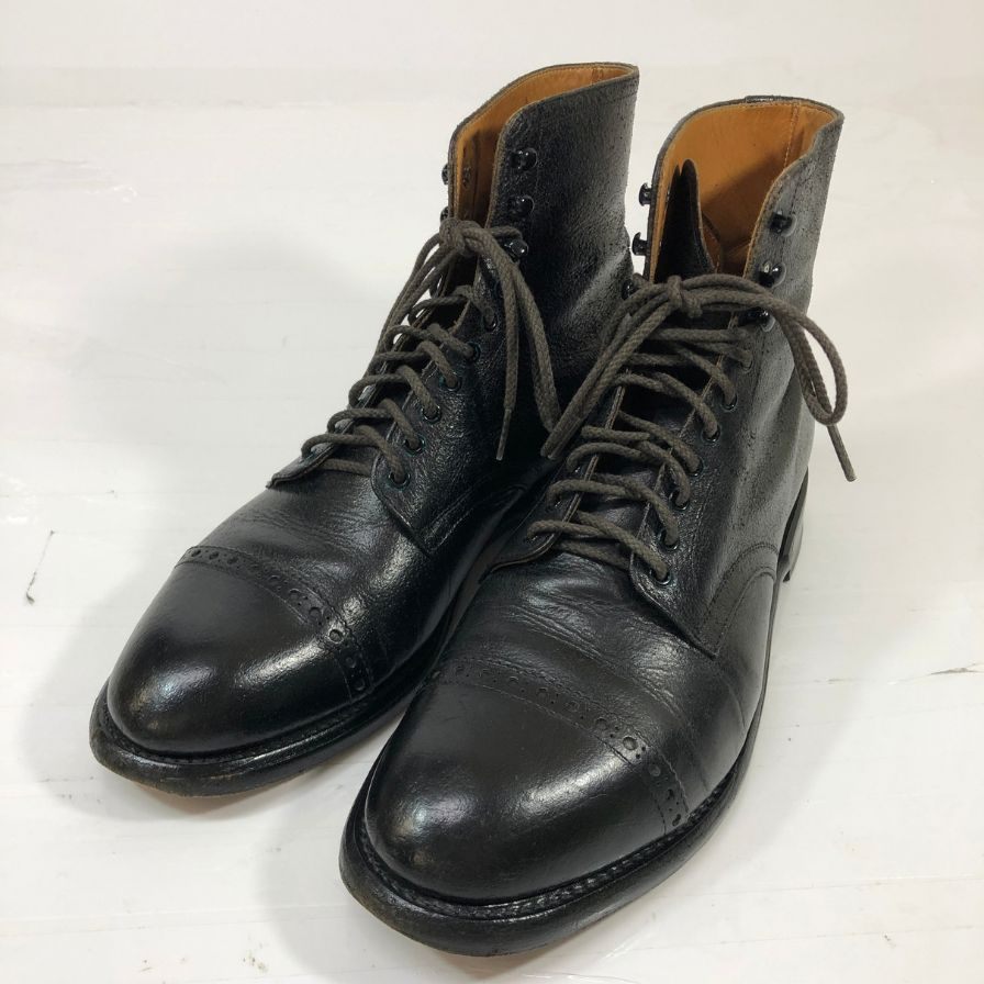 ヒロシツボウチ キャップトゥブーツ ブラック シワ加工あり サイズ6 メンズ HIROSHI TSUBOUCHI 約24.5cm【YB6】