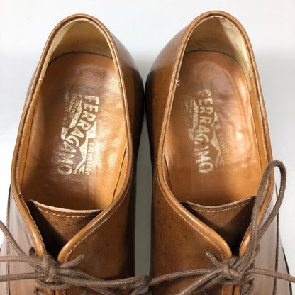 サルヴァトーレフェラガモ レザーシューズ ホールカット 6321 ラウンドトゥ カーフ ブラウン サイズUK8EEE  Salvatore Ferragamo 約26.5cm【AFC7】
