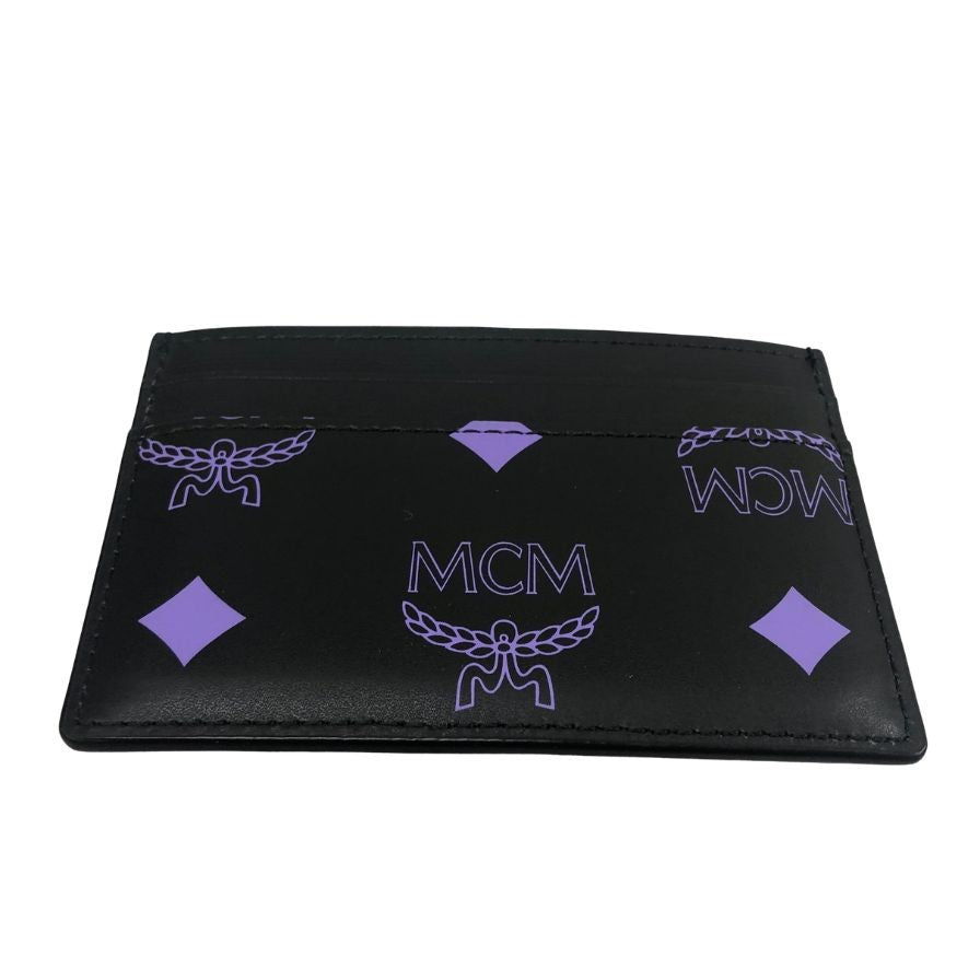 エムシーエム パスケース モノグラム アイコン レザー ブラック×パープル MCM【AFI10】【中古】