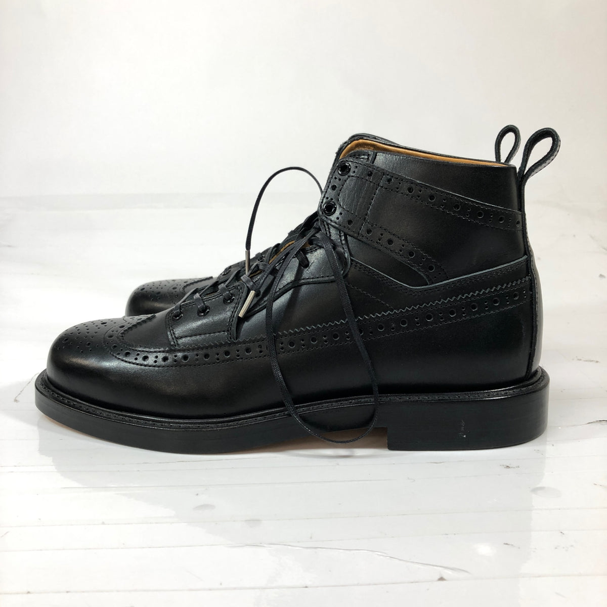 エンダースキーマ レザーブーツ 冗談一 ウイングチップ ブラック サイズ5 メンズ Hender Scheme 約26.5cm【AFD14】