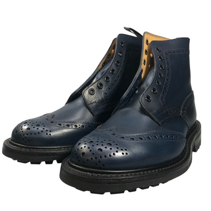 トリッカーズ カントリーブーツ ウイングチップ 944732 M2508 ネイビー UK7ハーフ-5 Tricker’ｓ ブーツ 約26.0cm【LA】【中古】