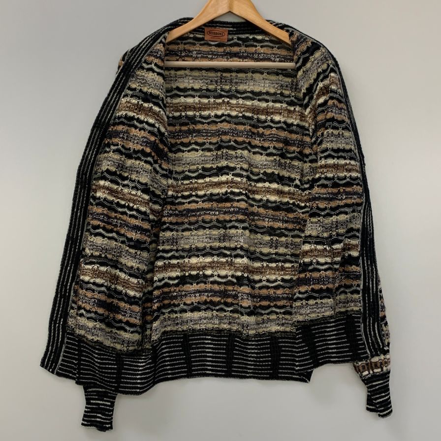 美品◆ミッソーニ カーディガン オールド ウオモ ブラック メンズ サイズ50 MISSONI UOMO 【AFB4】