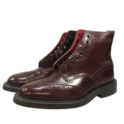 トリッカーズ カントリーブーツ モールトン ウイングチップ 939853 M2508 ボルドー メンズ UK7ハーフ-5 Tricker’ｓ ブーツ 約25.5cm【LA】【中古】