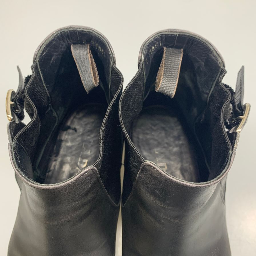 プラダ サイドゴア ブーツ  サイドストラップ メンズ サイズ8 ブラック PRADA 約27.0cm【AFC31】