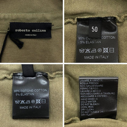 美品◆ロベルトコリーナ ポロシャツ オリーブ コットン サイズ50 メンズ roberto collina 【AFB9】