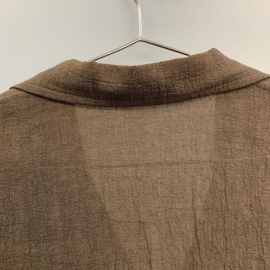 極美品◆カル ウオーターツイストリネン シャツジャケット C231F08B03 長袖 ブラウン メンズ サイズ3 Cale 【AFB45】