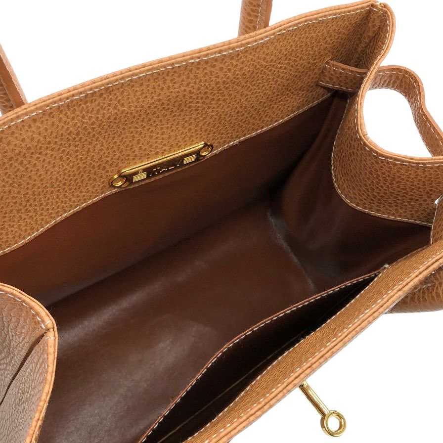 ローマ イタリー レディース レザーハンドバッグ ケリー風 ブラウン ROMA ITALY【AFE8】