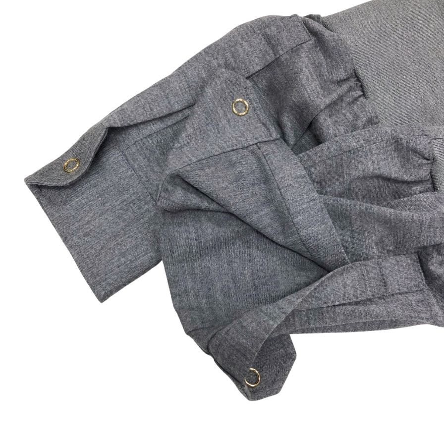 極美品◆バーバリー 現行タグ ニットシャツ グレー レディース サイズ38 BURBERRY 【AFB39】