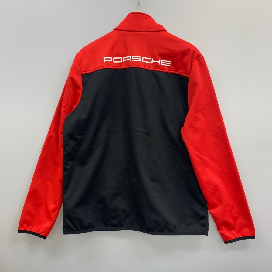 新品同様◆ポルシェ ソフトシェル ジャケット モータースポーツ ウェア レッドブラック サイズL PORSCHE 【AFF22】