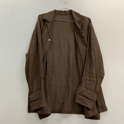 極美品◆カル ウオーターツイストリネン シャツジャケット C231F08B03 長袖 ブラウン メンズ サイズ3 Cale 【AFB45】