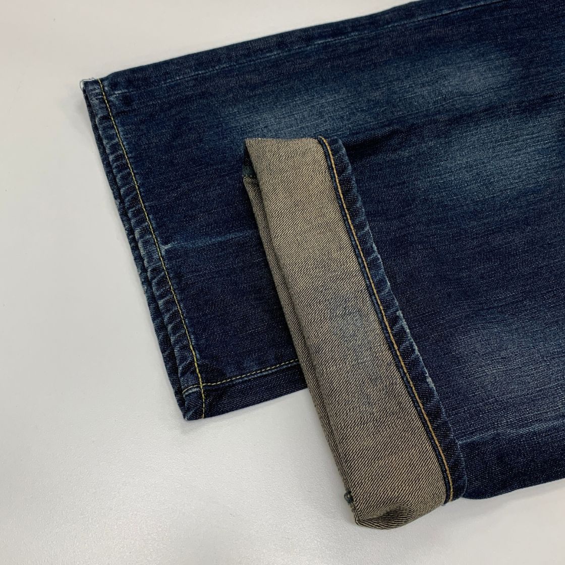 エドハーディー デニムパンツ ドクロ 蛇 刺繍 ペイント 装飾 ボタンフライ ウォッシュ USED加工 2009 インディゴ メンズ サイズ36 Ed Hardy 【AFB27】