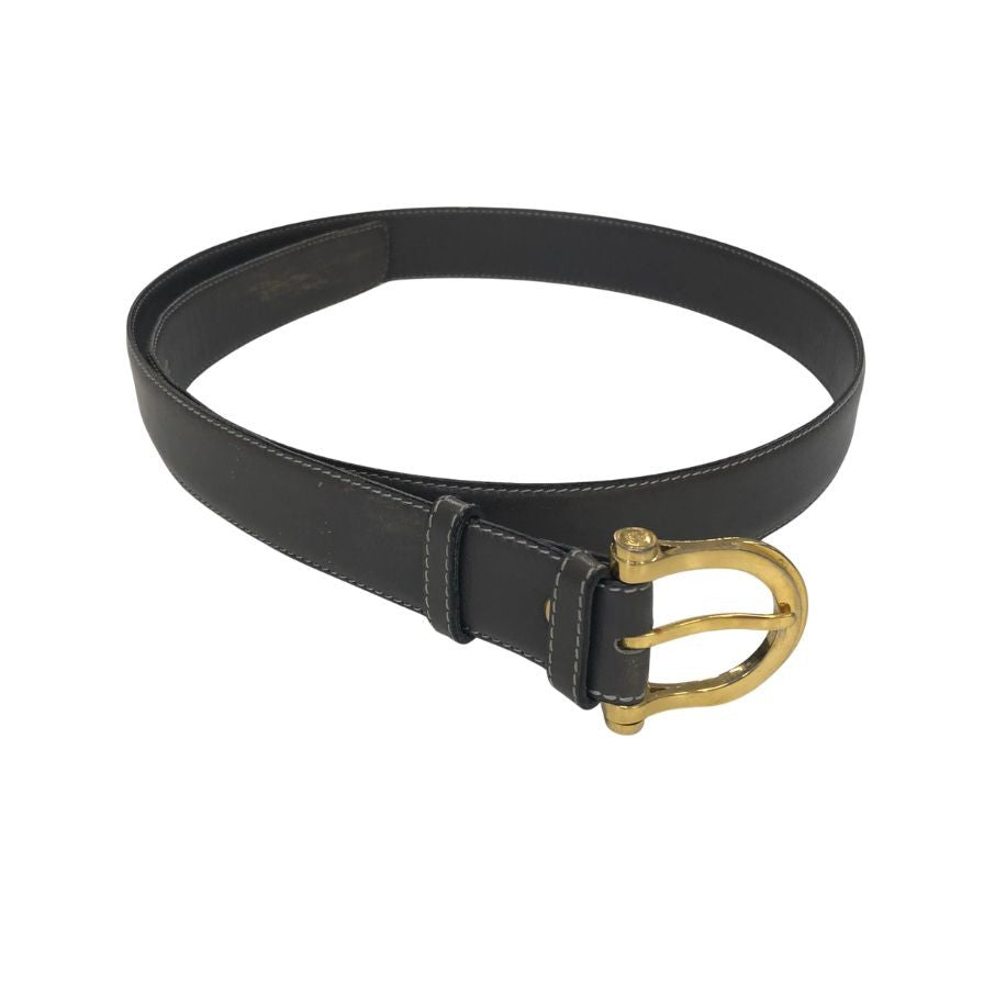 ロエベ レザーベルト ゴールド金具 グレー サイズ34-85 LOEWE【AFI13】