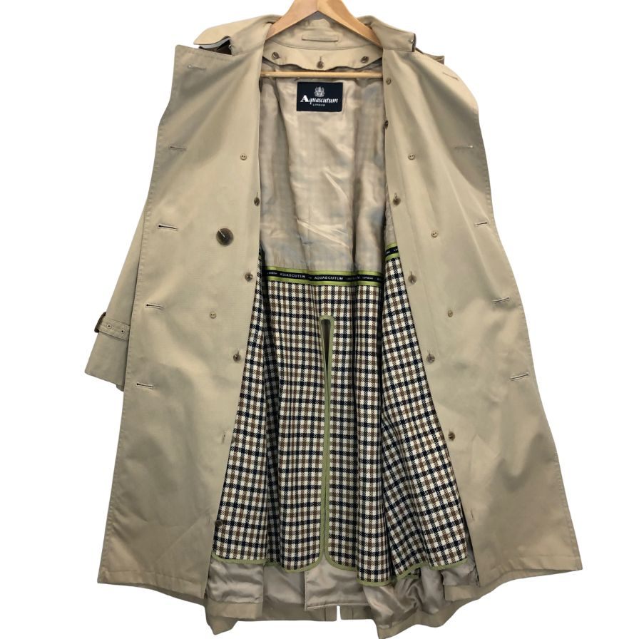 美品◆アクアスキュータム トレンチコート コットン ウール ライナー ロング丈 ベージュ レディース サイズ7F Aquascutum 【AFA1】