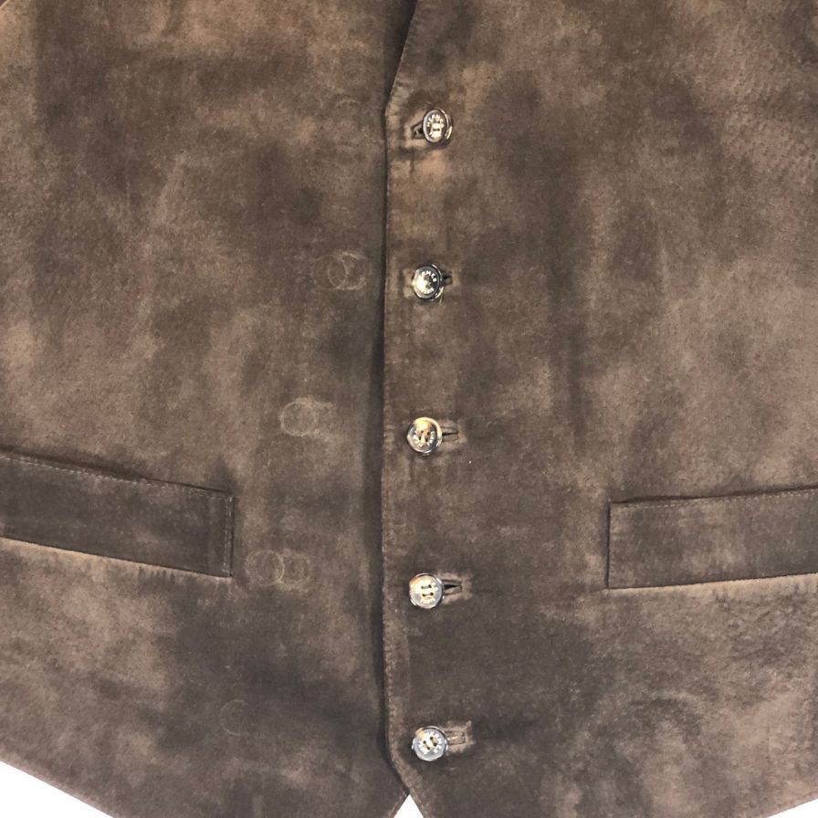 美品◆エルメス ジレ ヴィンテージ automobile ブラウン系 シルク×ピッグスキン サイズ48 メンズ HERMES 【AFB40】