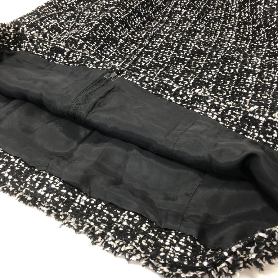 美品◆ルネ 半袖ワンピース TISSUE製ツイード レディース サイズ38 ブラック Rene 【AFB3】