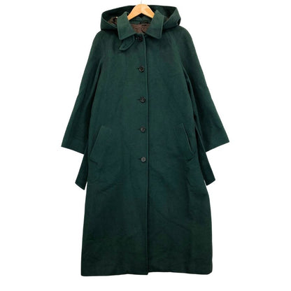 中古◆ヘルノ フード付き ウールロングコート グリーン サイズ44 レディース 裏地スカーフ柄 イタリア製 HERNO 【AFA9】