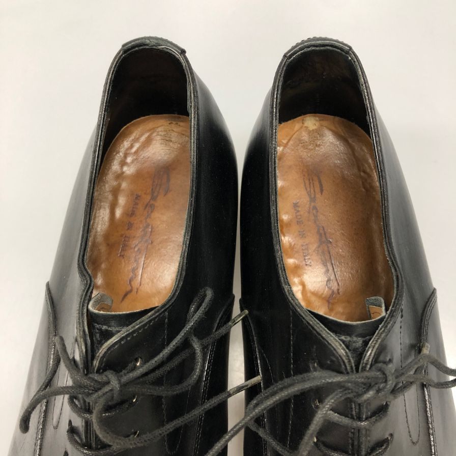 サントーニ レザーシューズ ストレートチップ 内羽根 メンズ サイズ7.5 ブラック Santoni 約25.5cm【AFC33】