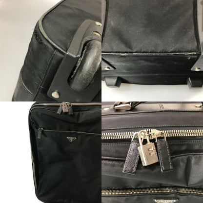 プラダ キャリーケース テスートナイロン×レザー ブラック トライアングルロゴ 2輪 鍵付き PRADA【AFE13】