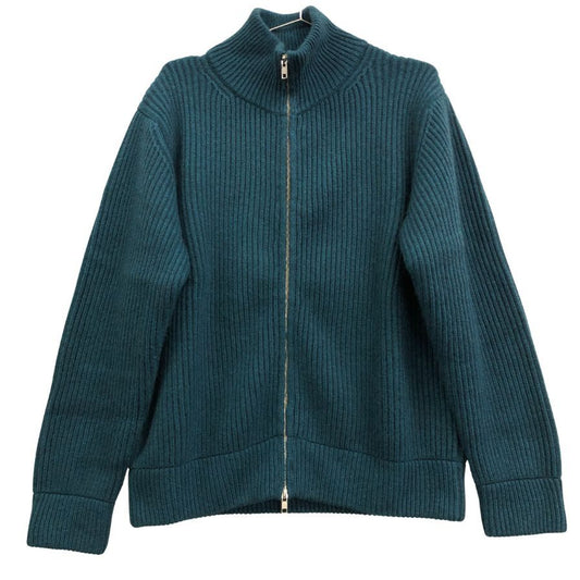 新品同様◆キャッシュ＆バルバ モンゴリアン カシミヤ ドライバー ニット ジャケット ダブルジップ OMCSW004 グリーン サイズ1 Cash & Barba 【AFB6】