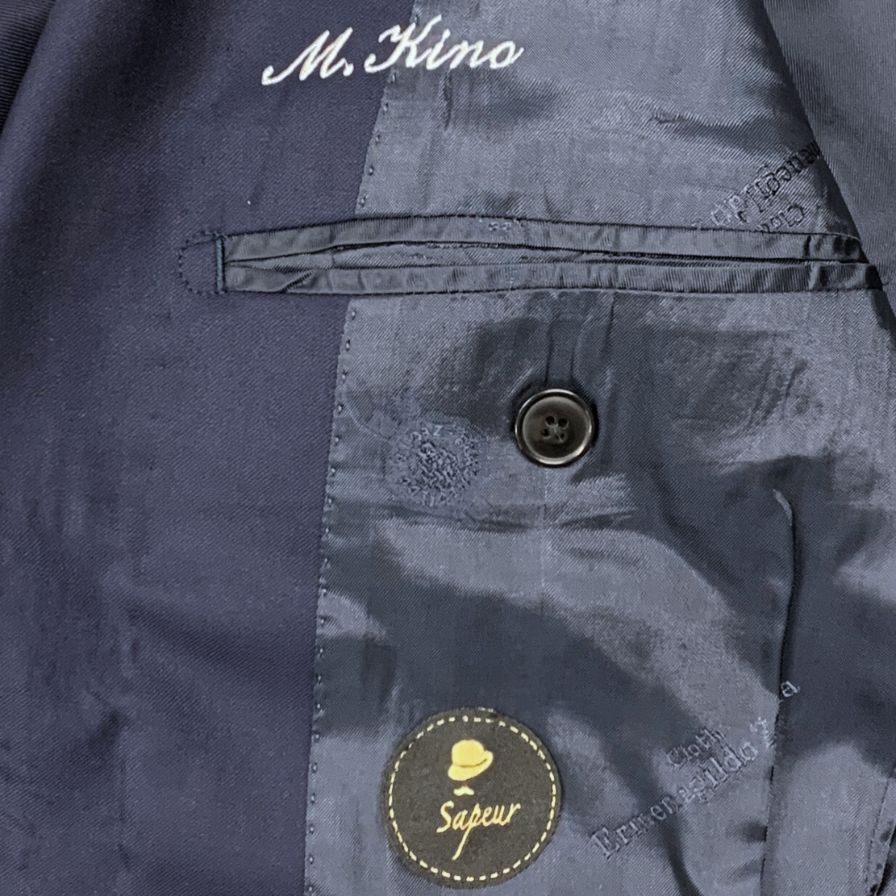 ノーブランド スーツセット 2Bジャケット センターベント ゼニア生地 ネイビー メンズ ErmenegildoZegna 15milmil15【AFB27】
