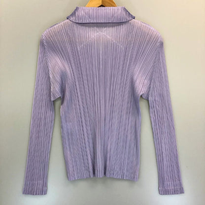 美品◆プリーツプリーズ カットソー PP33JK141 ポリエステル  襟付き レディース パープル サイズ3 PLEATS PLEASE 【AFB29】