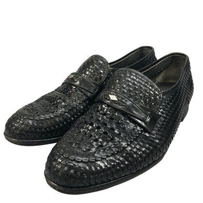 バリー レザーシューズ スリッポン 編み込み ブラック メンズ サイズ7E BALLY 約25.5cm【AFC44-2】