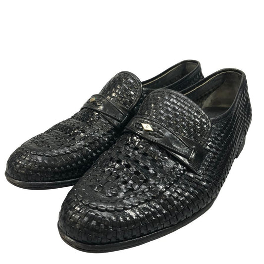 バリー レザーシューズ スリッポン 編み込み ブラック メンズ サイズ7E BALLY 約25.5cm【AFC44-2】