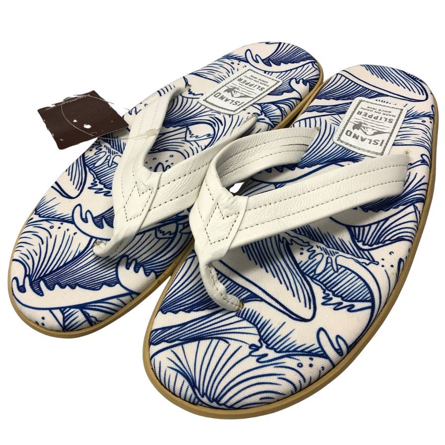 アイランドスリッパ ビーチサンダル 総柄 クラシック デザイン ブルー メンズ サイズ12 ISLAND SLIPPER 約30.0cm【AFC3】