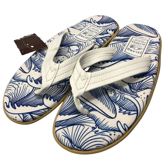 アイランドスリッパ ビーチサンダル 総柄 クラシック デザイン ブルー メンズ サイズ12 ISLAND SLIPPER 約30.0cm【AFC3】