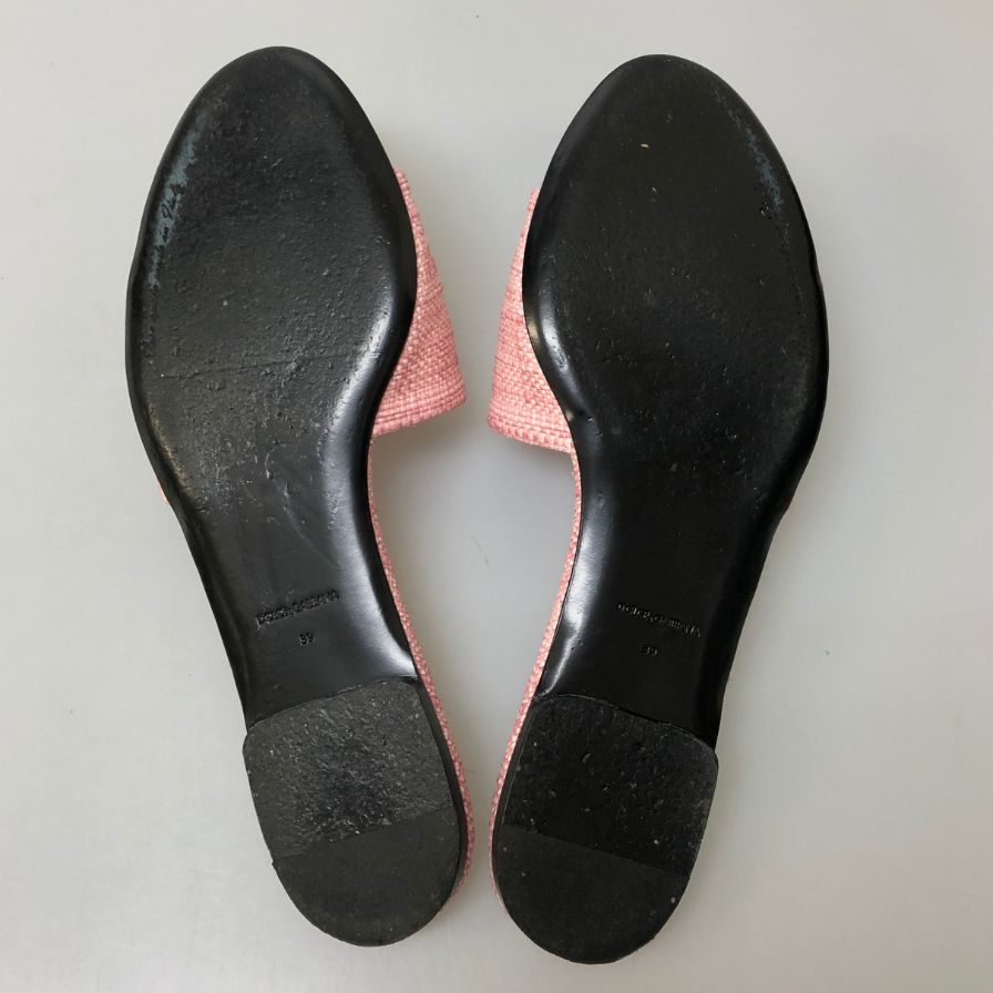 ドルチェ＆ガッバーナ スライドサンダル ラフィア ゴールド金具 ピンク サイズ39 レディース DOLCE＆GABBANA 約25.5cm【AFD12】
