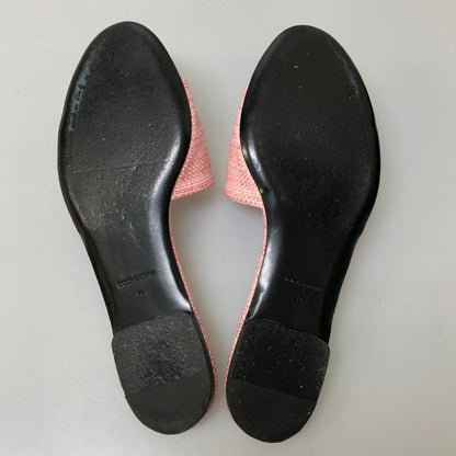 ドルチェ＆ガッバーナ スライドサンダル ラフィア ゴールド金具 ピンク サイズ39 レディース DOLCE＆GABBANA 約25.5cm【AFD12】