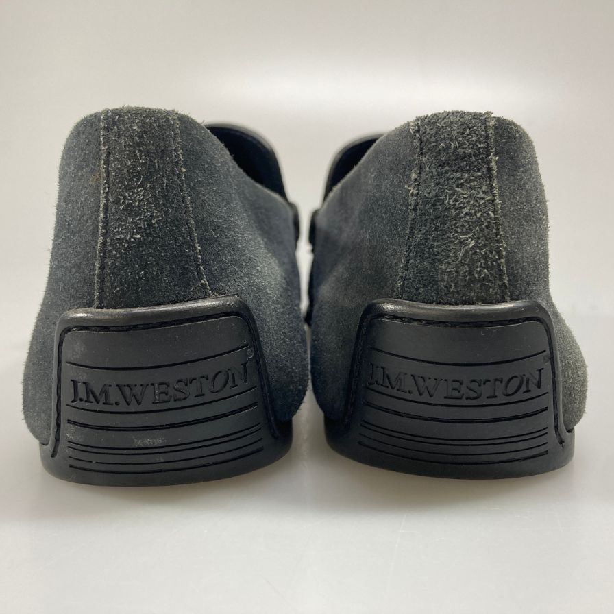 ジェイエムウエストン スウェード コインローファー ドライヴィングシューズ 670 サイズ7D グレー系  J.M WESTON 約25.5cm【AFD6】
