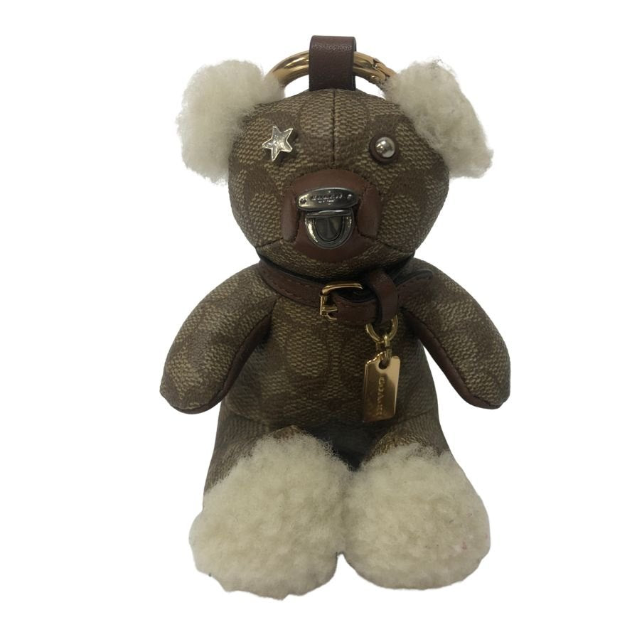 コーチ チャーム シグネチャー ベア バッグチャーム キーホルダー ブラウン系 COACH【AFI9】【中古】