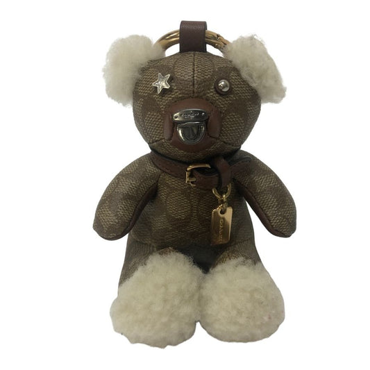 コーチ チャーム シグネチャー ベア バッグチャーム キーホルダー ブラウン系 COACH【AFI9】【中古】
