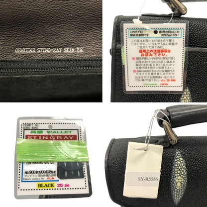 ノーブランド ハンドバッグ スティングレイ レザー エイ革 本革 ブラック【AFE11】