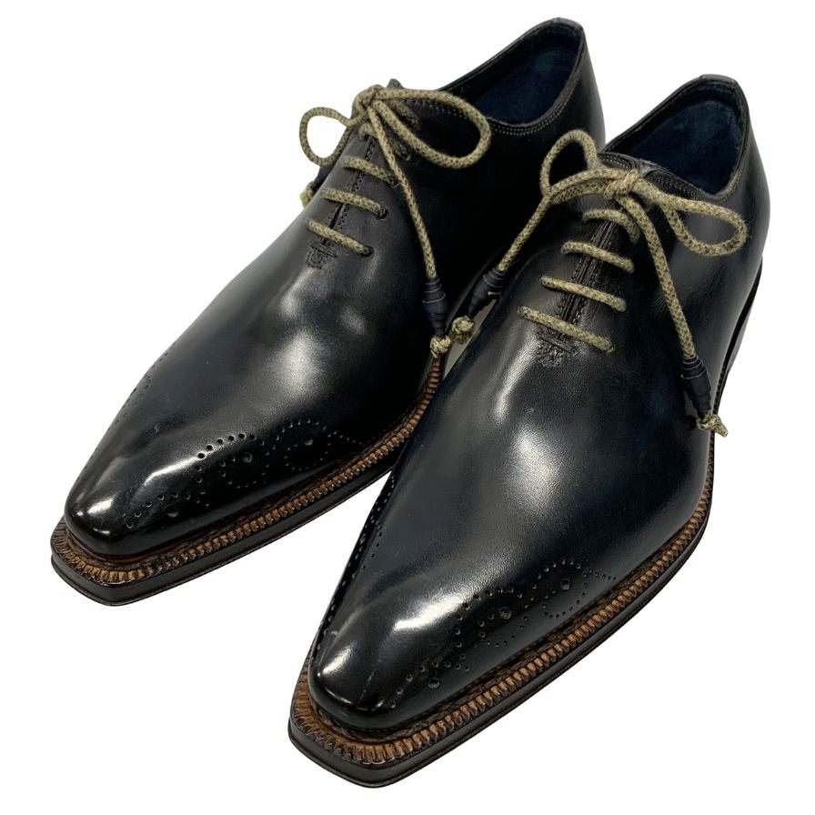 ステファノブランキーニ  レザーシューズ B4263 ホールカット ネイビー サイズUK7.5 メンズ Stefano Branchini 約26.0cm【AFD7】