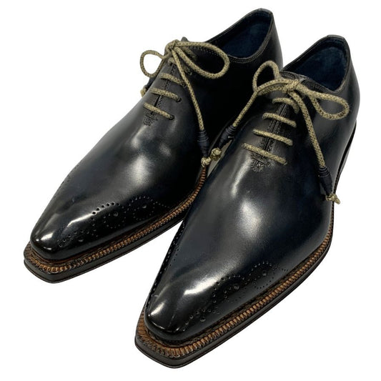 ステファノブランキーニ  レザーシューズ B4263 ホールカット ネイビー サイズUK7.5 メンズ Stefano Branchini 約26.0cm【AFD7】