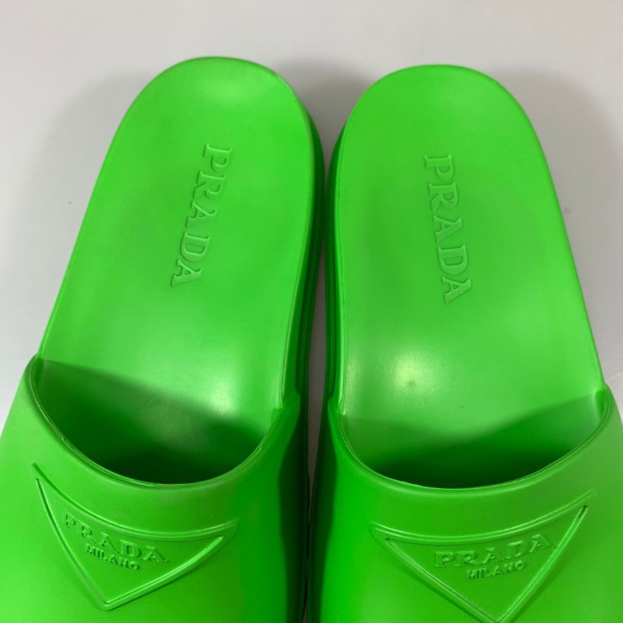 プラダ ラバー サンダル スライド グリーン 40 メンズ PRADA 約25.5cm【AFC30】