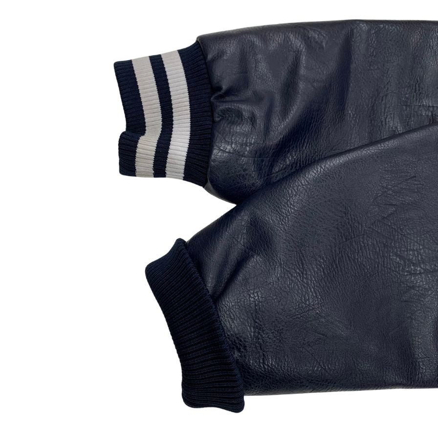 美品◆ファナティックス スタジャン レザー ジャンパー ニューヨーク ヤンキース PU 合皮 ネイビー メンズ サイズXL Fanatics MLB New York Yankees 【AFG1】