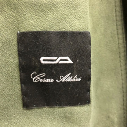 美品◆チェザレアットリーニ スエード ジャケット  グリーン メンズ サイズ52 Cesare Attolini 【AFB7】