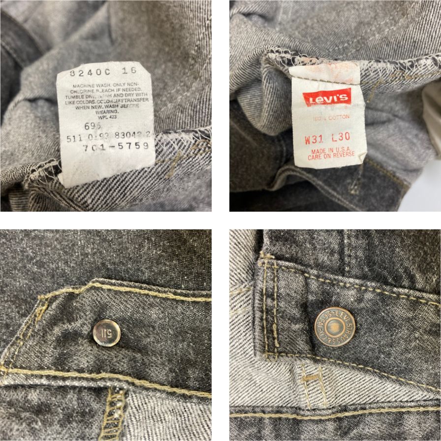 リーバイス デニム 701 90S ボタン裏511 USA製 ブラック メンズ W31 L30 LEVI’S 【AFF20】