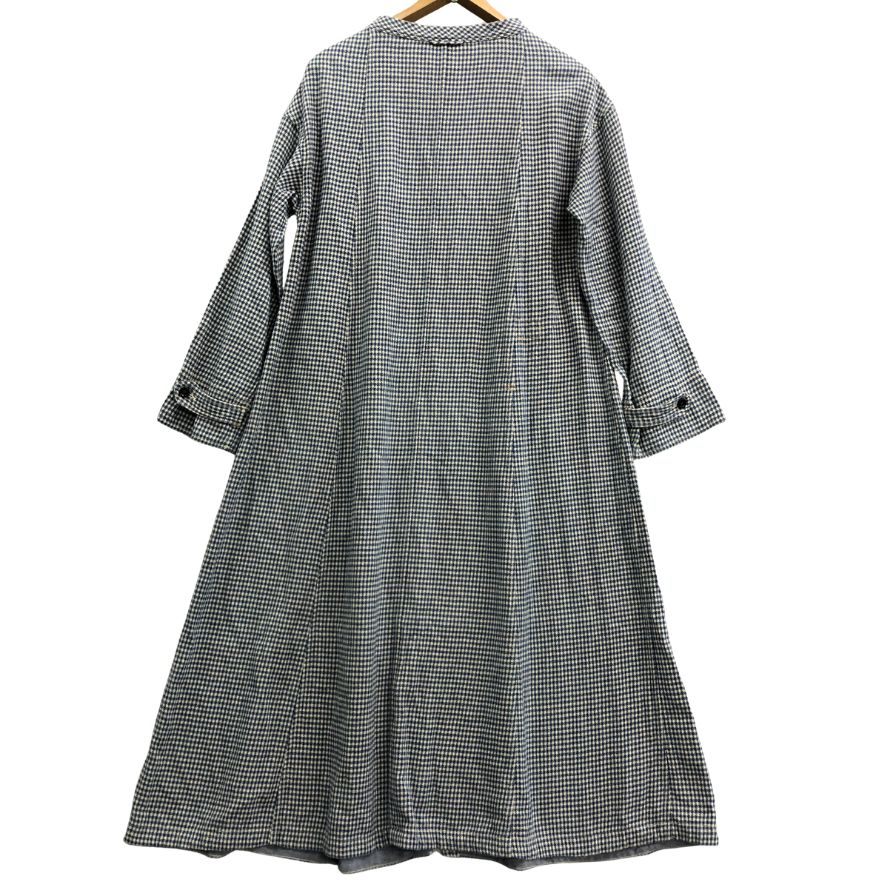 極美品◆フォーティファイブアール ワンピース インドネル ロング丈 チェック ブルー サイズ表記なし 45R 【AFB37】